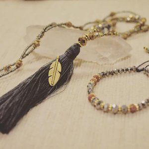 Bali Gray/silver mala necklace & bracelet